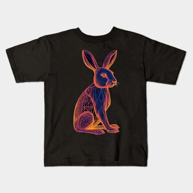 AI DMT Bunny Rabbit Art - Psychedelic Digital Drawing Kids T-Shirt by TeeTrendz